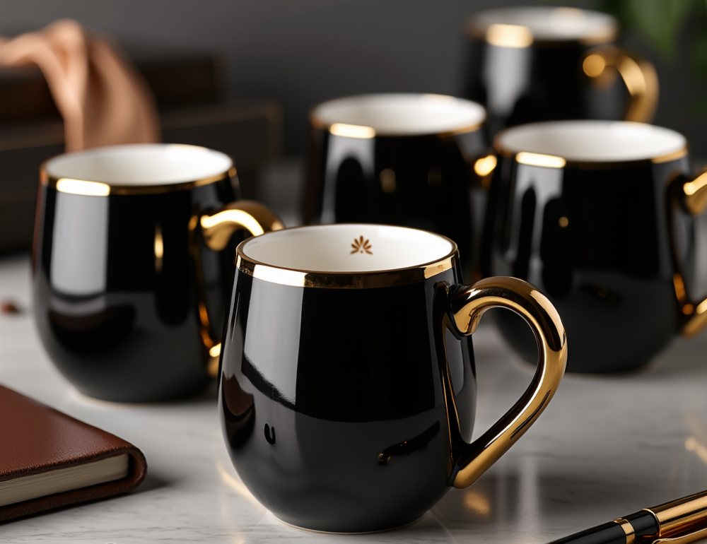 Custom Gold-Accented Mugs