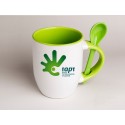 Two-Tone Color Customized Ceramic Mugs with Spoon ,Printed With Personalized Photo and Logo multi color