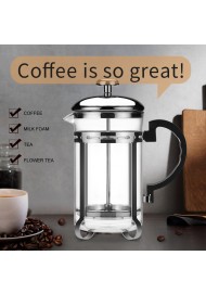 French Press Coffee Maker 304 Grade Stainless Steel & Heat Resistant Borosilicate Glass, Easy Cleaning 600ML