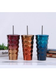 Gradient Stainless Steel Tumbler With Lids And Straws Double Wall Vacuum Insulation Steel Office Mug Cold Cup Car Drinking Cups 17oz