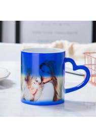 Personalized DIY Magic Custom  Mug ,Heat Sensitive Cup With Heart Shape Handle  Mug  Black Red Blue