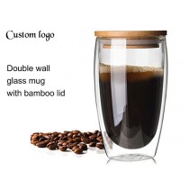 Bamboo Double Wall Glass Mug, One Cup Coffee Drinks, One Coffee Mug