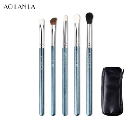 Wool Eyeshadow Brush Set 5pcs with brush bag Pearlescent Blue , Valentize's,Mother's Day Gift