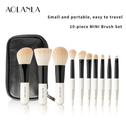 Portable Mini Makeup Brush Set with Bag and gift box ,Set of 10pc