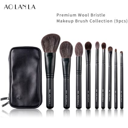 9-Piece Makeup Brush Set Eyeshadow, Powder, Blush Detail Brushes Wool & Squirrel Hair Gift for Girlfriend