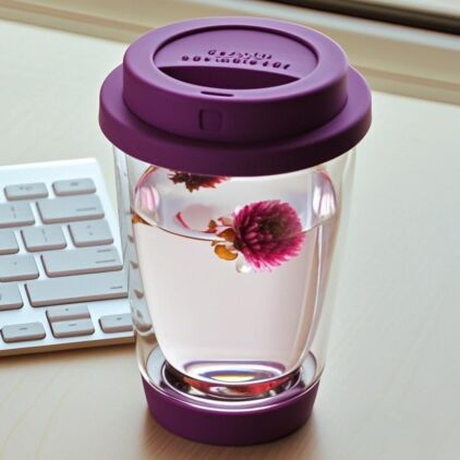 Starbucks Double Wall Glass Cup with Silicone Lid High Borosilicate Glass Coffee Mup Tumbler Customize Logo 350ML