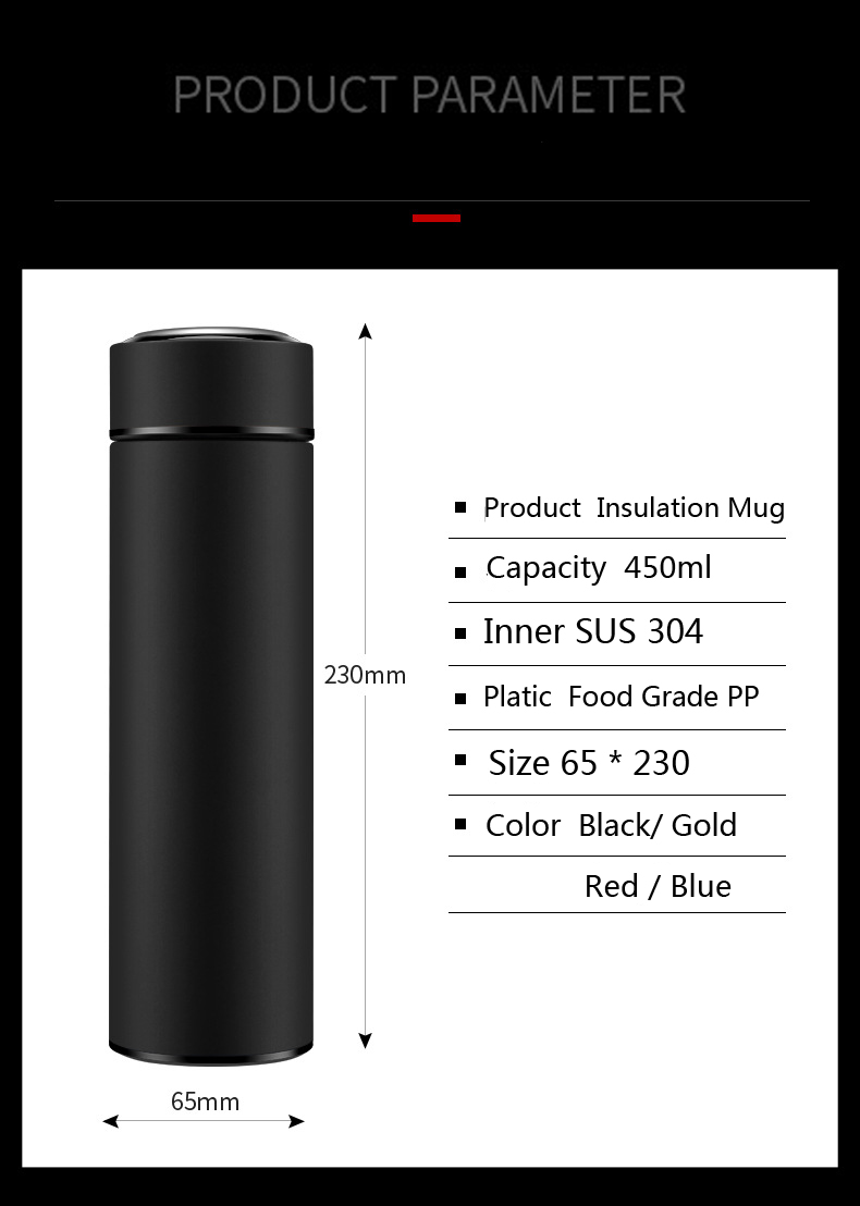  304 Stainless Steel Temperature Control Thermos Mug