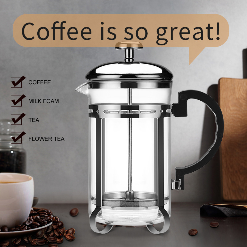 Custom mugs and Personalized mugs French Press Tea Coffee Maker 304 Grade  Stainless Steel & Heat Resistant Borosilicate Glass, Easy Cleaning 600ML  order online