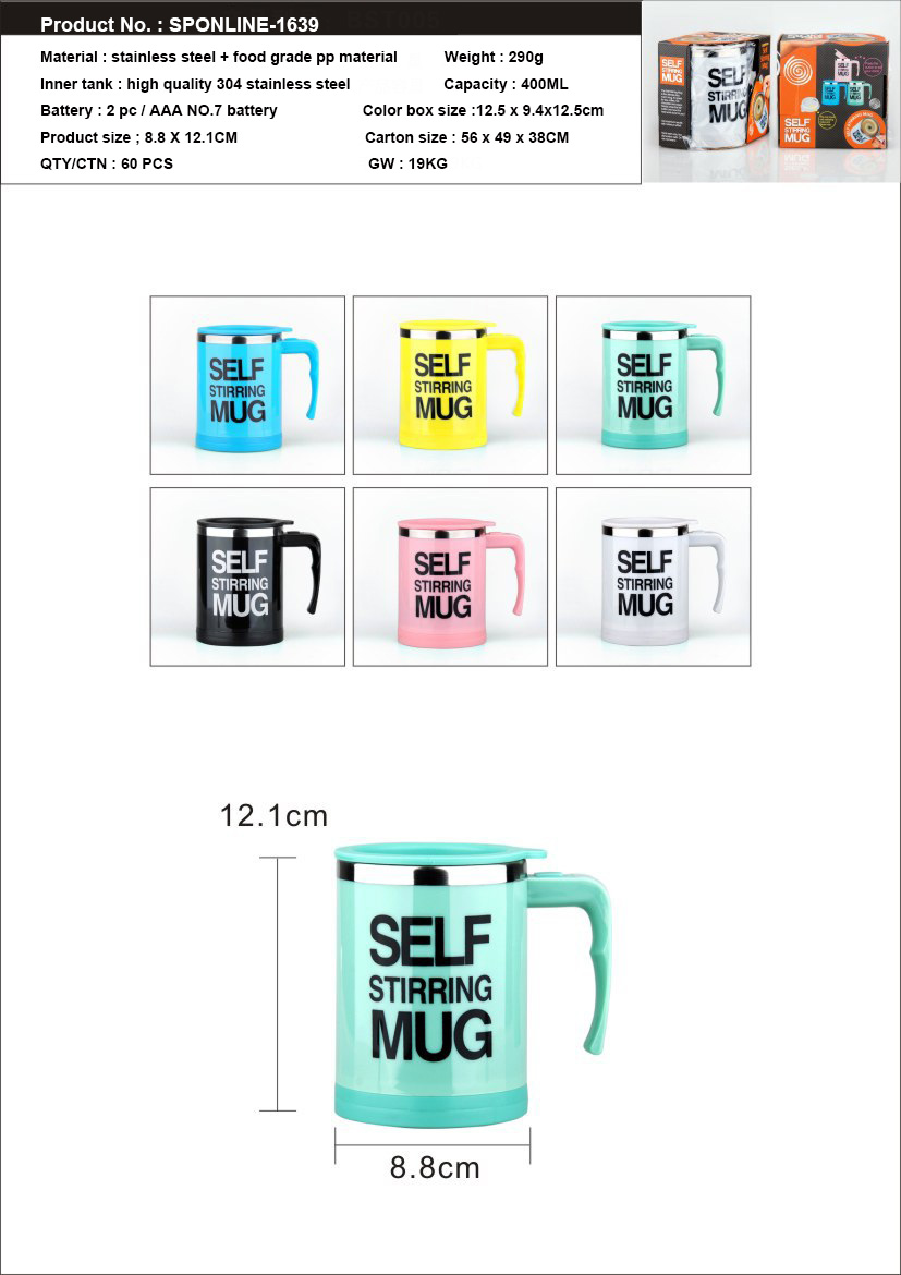 Custom mugs and Personalized mugs Self Stirring Coffee Mug- Electric  Stainless Steel Automatic Self Mixing Cup and Mug 400ML order online