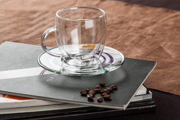 glass cup and saucer 
