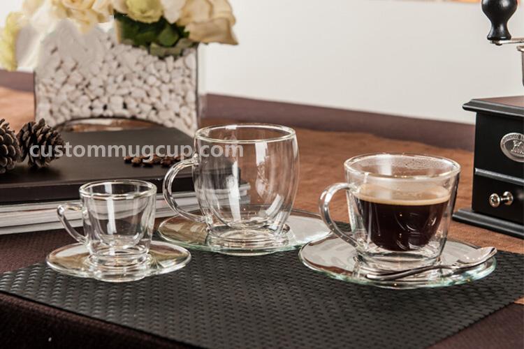 glass cup and saucer 