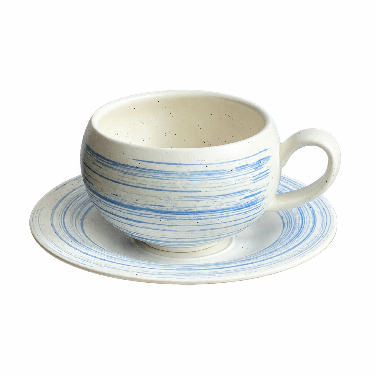 Brushed Blue ceramic cup and saucer