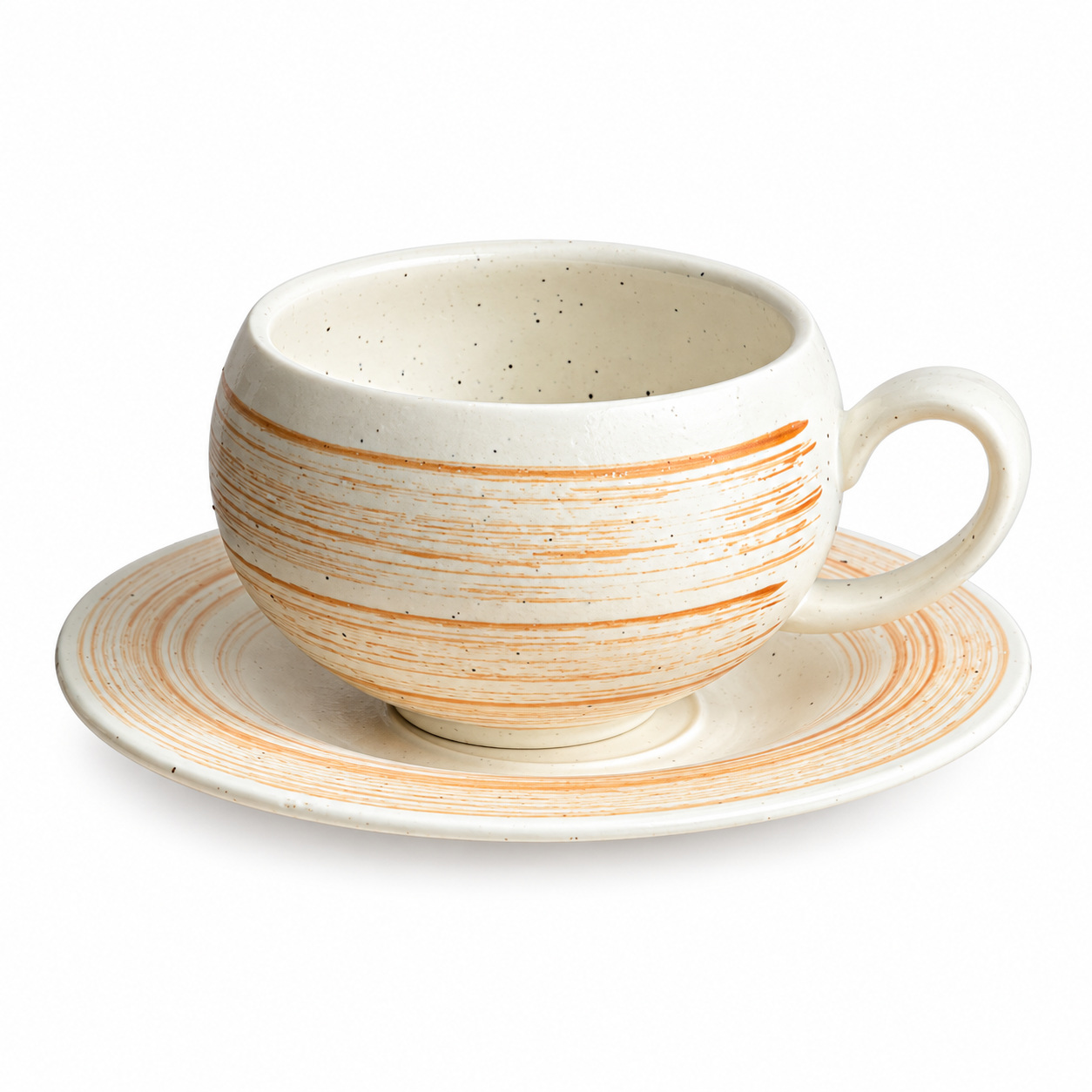 Brushed Orange ceramic cup and saucer