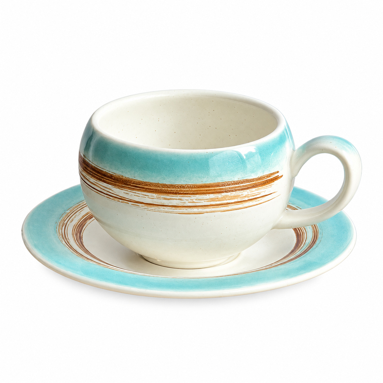 Brushed Teal ceramic cup and saucer