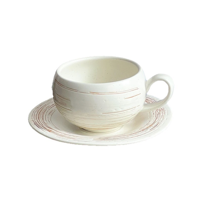 Brushed White ceramic cup and saucer